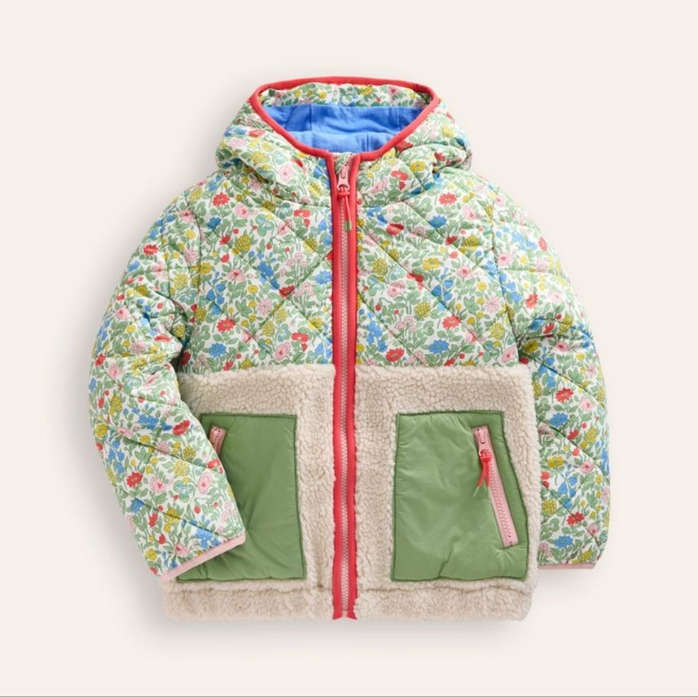 Floral Quilted Jacket with Green Pockets Annabelle Borg Mix Jacket